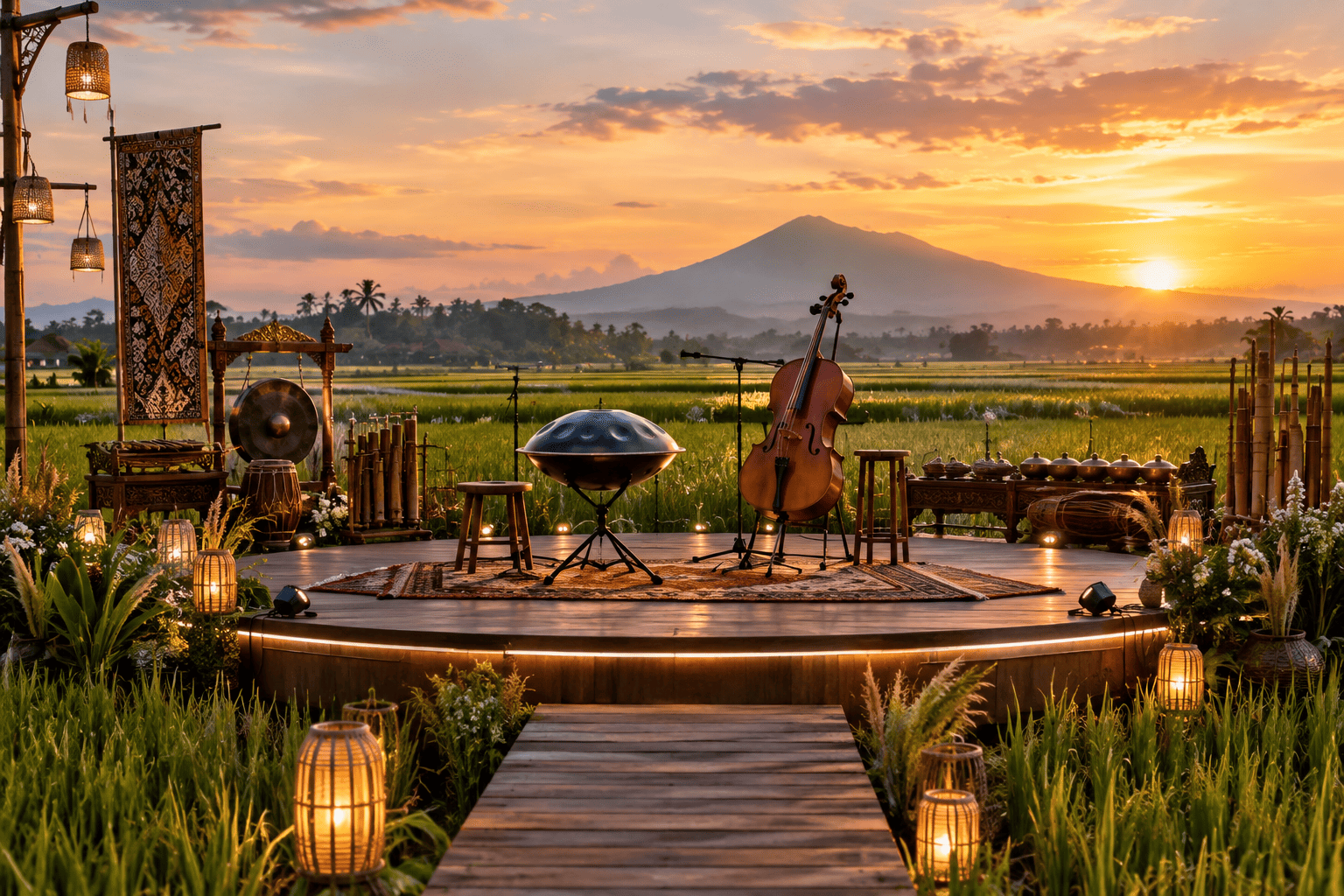 Intimate ricefield stage